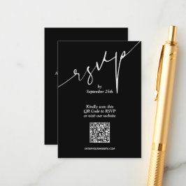 Einfache QR Code Black Wedding Begleitkarte