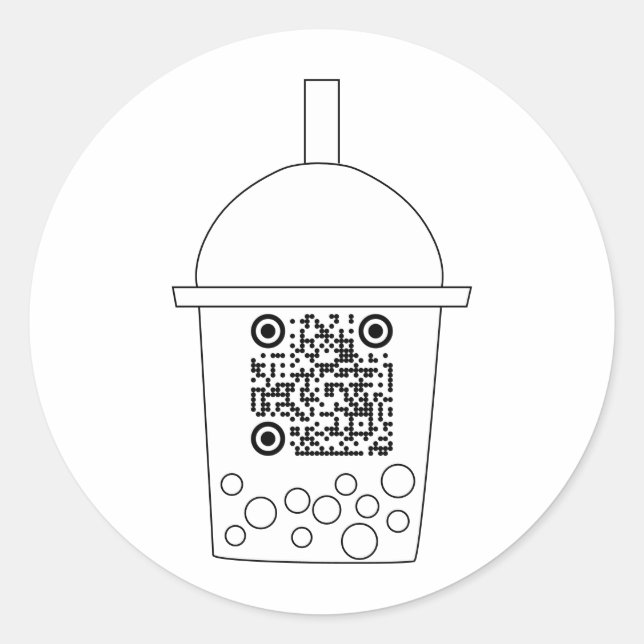 Einfache QR-Code Boba Teeaufkleber Runder Aufkleber (Vorderseite)