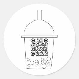 Einfache QR-Code Boba Teeaufkleber Runder Aufkleber