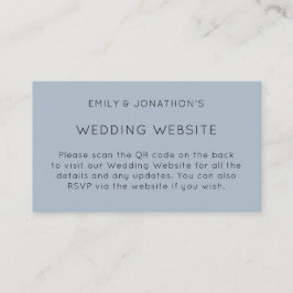 Einfache QR Code Dusty Blue Wedding Website Begleitkarte