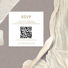Einfache QR Code Gold White Wedding RSVP Begleitkarte
