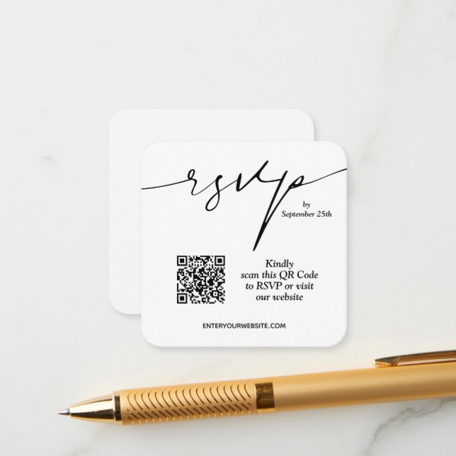 Einfache QR Code Hochzeit Begleitkarte (Vorderseite/Rückseite Beispiel)