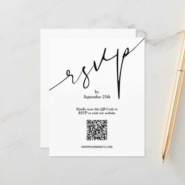 Einfache QR Code Hochzeitkarte (Vorderseite/Rückseite Beispiel)