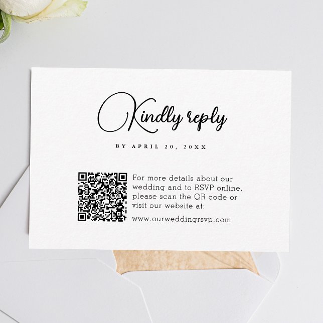 Einfache QR Code Moderne Hochzeit RSVP Karte (Simplify wedding RSVPs with our QR code feature, ensuring easy and hassle-free responses.)