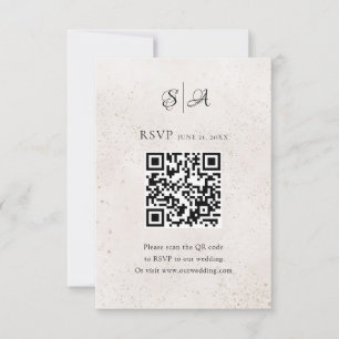 Einfache QR-Code-Monogramm-Hochzeit RSVP Karte