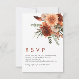 Einfache QR Code Rost Terracotta Hochzeit RSVP Karte