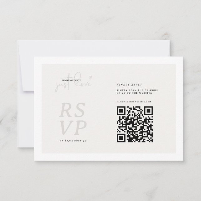Einfache QR-Code-RSVP-Karte mit Liebe RSVP Karte (Vorderseite)