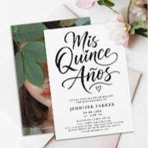 Einfache Quinceanera Schwarz-Weiß-Kalligrafie-Foto