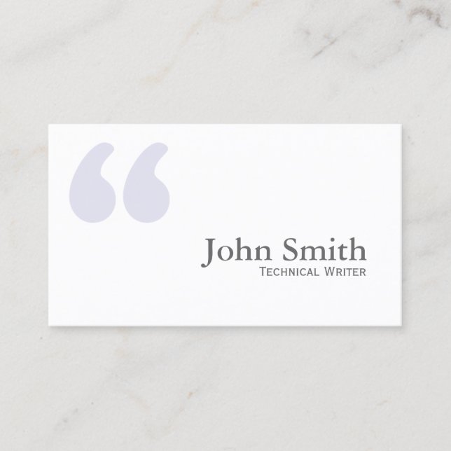 Einfache Quotes Technische Writer-Visitenkarte Visitenkarte (Vorderseite)
