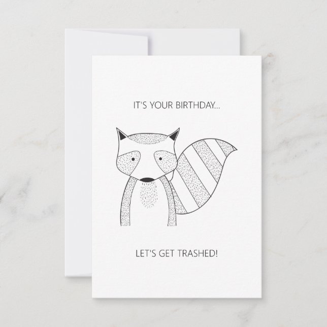 Einfache Raccoon Card "It's Your Birthday" Karte (Vorderseite)
