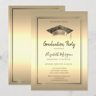 Einfache Rahmen, Graduierungspapier Gold Abschluss Einladung