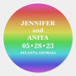 Einfache Rainbow-Gradient-LGBT-Hochzeit Runder Aufkleber