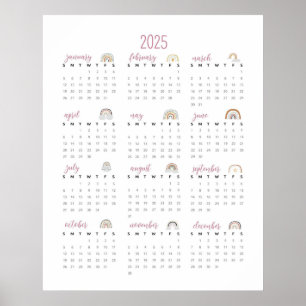 Einfache Rainbows 2025 Kalender Poster