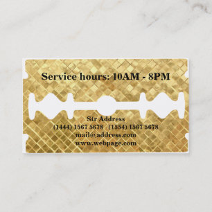 Einfache Razor Gold Blade Barber Business Card Visitenkarte