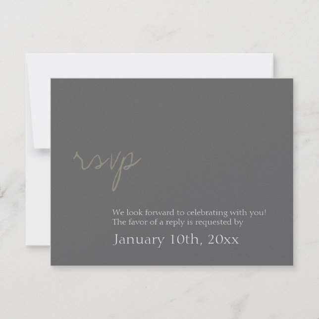 Einfache Reaktion auf die schick-kohlgraue Hochzei RSVP Karte (Vorderseite)