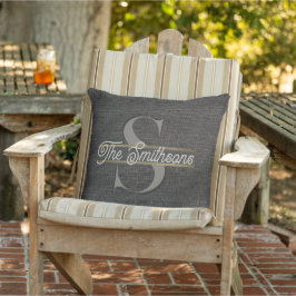 Einfache realistische Burlap Rustic Gold Charcoal Kissen