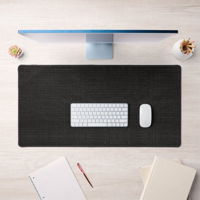 Einfache realistische Burlap Rustikal Black Grau K Schreibtischunterlage (Büro 1)