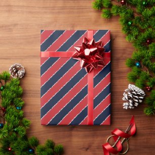 Einfache Red Blue Diagonal Stripes Torte Weihnacht Geschenkpapier