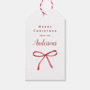 Einfache Red Bow Familie Weihnachtsgeschenk Tag Geschenkanhänger