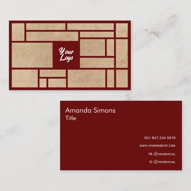 Einfache Red Business Card im japanischen Stil Visitenkarte (Vorne/Hinten)