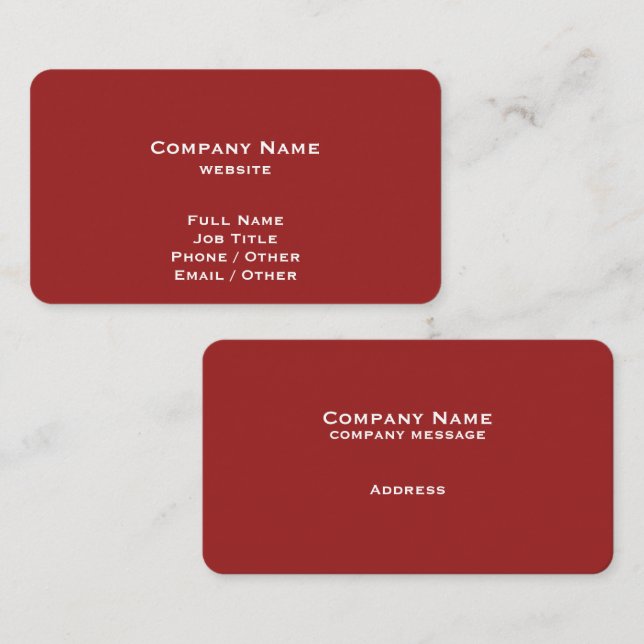 Einfache Red Business Card Visitenkarte (Vorne/Hinten)
