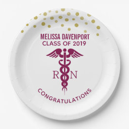 Einfache Red Caduceus Krankenschwester Graduate He Pappteller