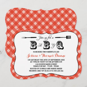 Einfache Red Gingham GRILLEN Baby Shower Einladung
