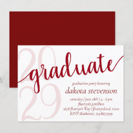 Einfache Red Graduate | Bold Cherry Grad Jahr Scri Einladung