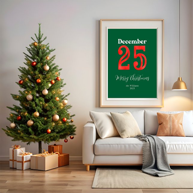 Einfache Red Green frohe Weihnachtsfamilie Foto Poster (Von Creator hochgeladen)