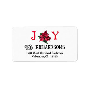 Einfache Red JOY Weihnachts-Rücksendeadresse Adressaufkleber