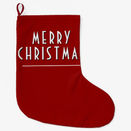 Einfache Red Merry Weihnachtstypografie Großer Weihnachtsstrumpf