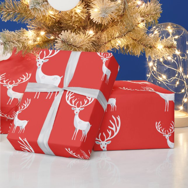 Einfache Red Reinder Weihnachten Weihnachten Muste Geschenkpapier (Feiertage)