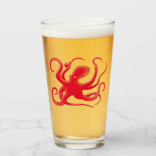 Einfache Red Vector Art Octopus Silhouette Glas