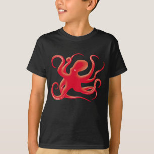 Einfache Red Vector Art Octopus Silhouette T-Shirt