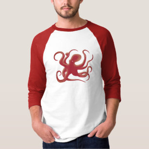 Einfache Red Vector Art Octopus Silhouette T-Shirt