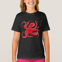 Einfache Red Vector Art Octopus Silhouette
