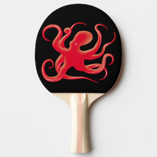 Einfache Red Vector Art Octopus Silhouette Tischtennis Schläger