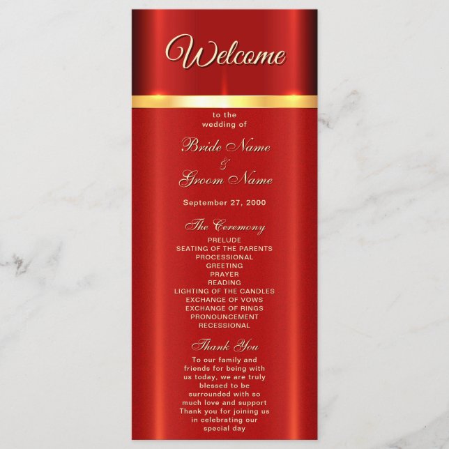Einfache Red Wedding Programm (Vorderseite)