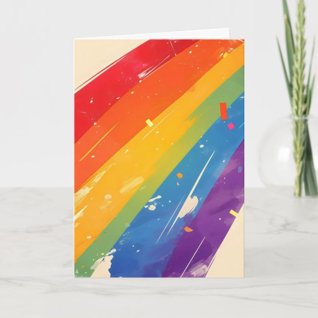 Einfache Regenbogenfarben Feiertagskarte (Vorderseite)