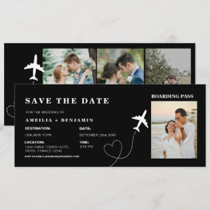 Einfache Reise-Boarding-Pass-Zielhochzeit  Einladung