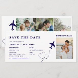 Einfache Reise-Boarding-Pass-Zielort-Hochzeit Einladung