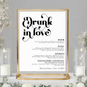 Einfache Retro Betrunken in Liebe Wedding Bar Menu Poster