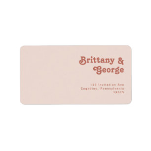 Einfache Retro   Blush Wedding RSVP Rücksendeadre Adressaufkleber