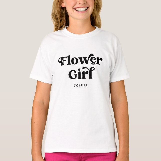 Einfache Retro-Boho-Typografie | Blumenmädchen T-Shirt (Vorderseite)
