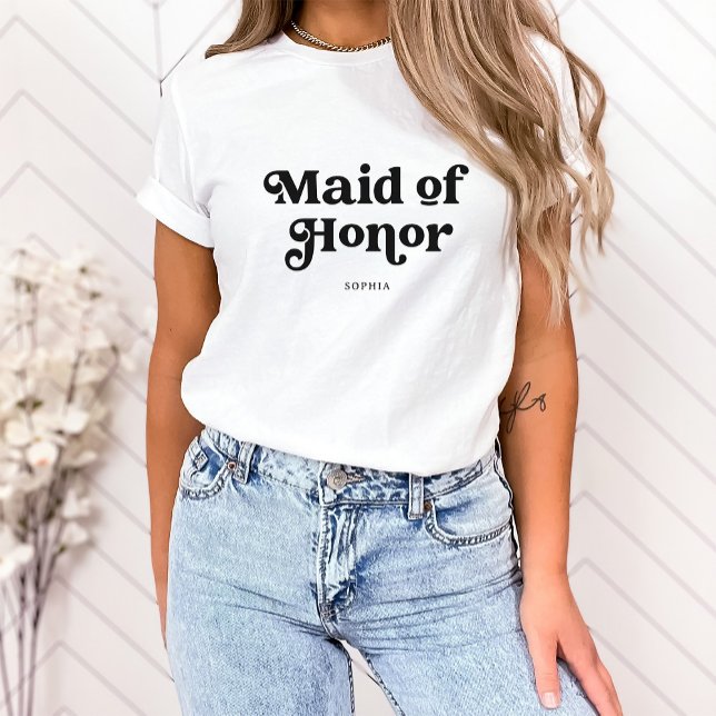 Einfache Retro-Boho-Typografie | TRAUZEUGIN T-Shirt (A boho, retro shirt for the maid of honor)