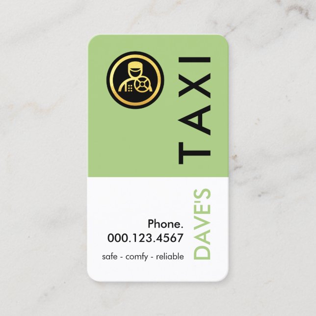 Einfache Retro-Grün-Taxi-Schicht Visitenkarte (Vorderseite)