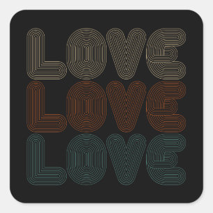 Einfache Retro-Liebe Typograph Valentine   Aufkleb Quadratischer Aufkleber
