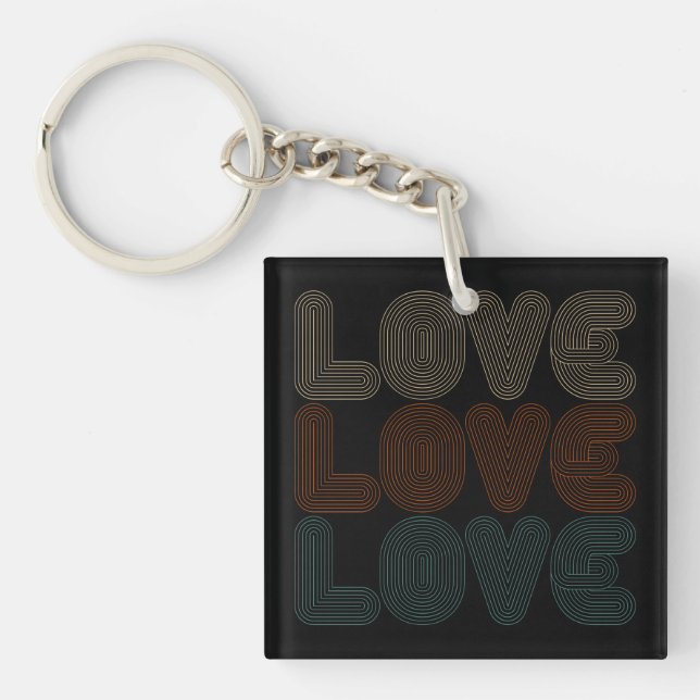 Einfache Retro-Liebe Typograph Valentine | Schlüss Schlüsselanhänger (Vorderseite)