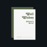 Einfache Retro Olive Green Wedging Well Card Hinweiskarte<br><div class="desc">Dieses einfache Retro | Olivgrün Hochzeitswein Wunschkarte ist perfekt für Ihre klassische funky Vintage Erdtönen Hochzeit. Das Design ist mit einem minimalistischen Hippie rustikalen boho Schriftart. Die neutrale südwestliche Wüstenfarbenpalette und die erdigen böhmischen Schriften aus der Mitte des Jahrhunderts sorgen für ein perfektes, minimalistisches Design für den modernen Western. Fühlen...</div>