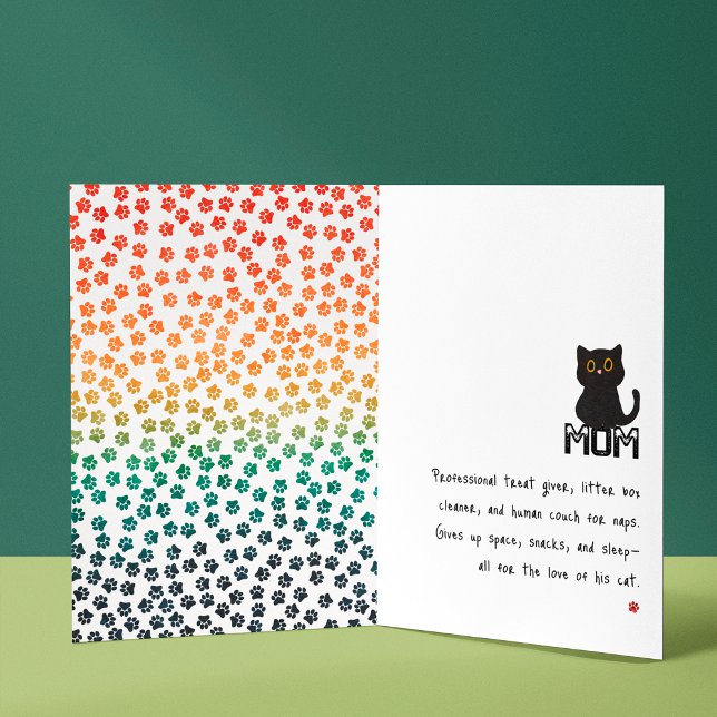 Einfache Retro Sunset Cat Paws Funny Black Cat Mam Karte (Von Creator hochgeladen)